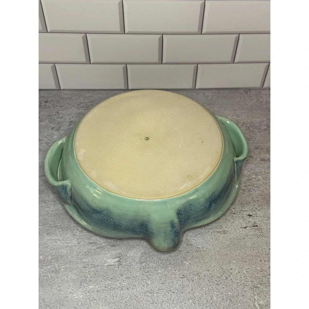 Tumbleweed Pottery Ceramic Chicken Cooker Vertical Roaster Seafoam Green Blue